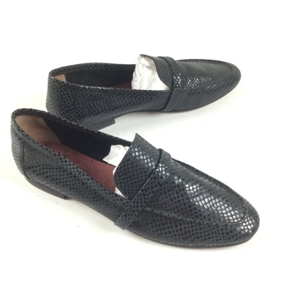 VIONIC Zana Lizard Embossed Slip-On Loafers Black Women’s Sz 9.5